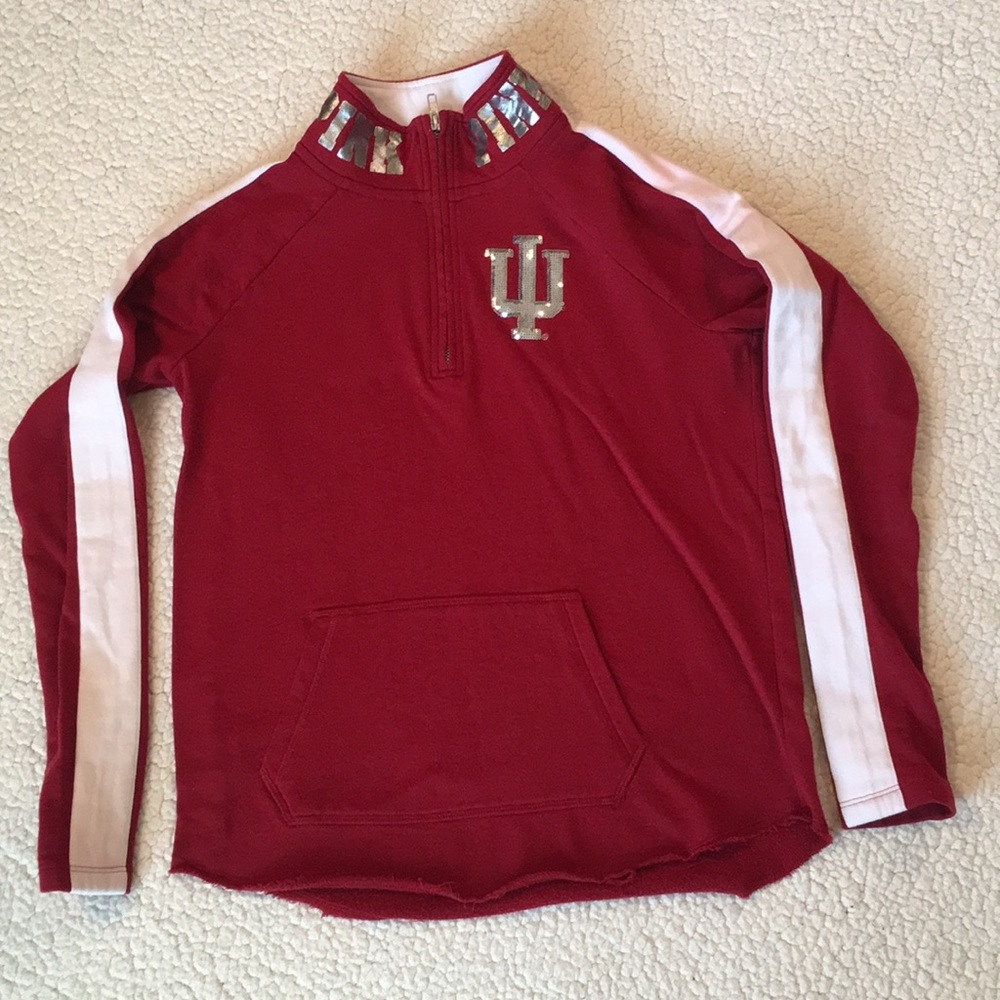 Pink Indiana University quarter zip